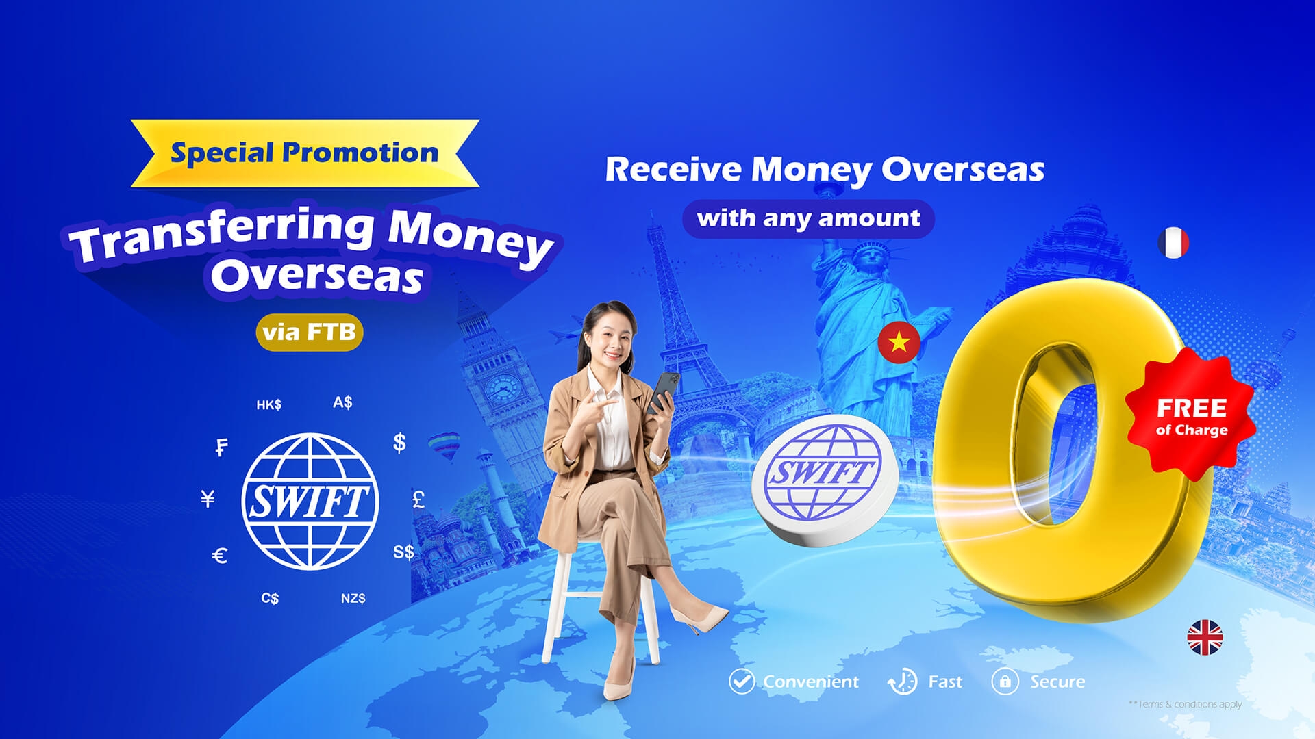 Enjoy Receiving Money from Overseas for Free of Charge via Swift with FTB